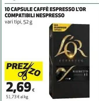 Coop Lor 10 Capsule Caffe Espresso Compatibili Nespresso offerta
