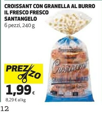 Coop Il frescofresco Croissant Granella Al Burro 240 G(ml) offerta