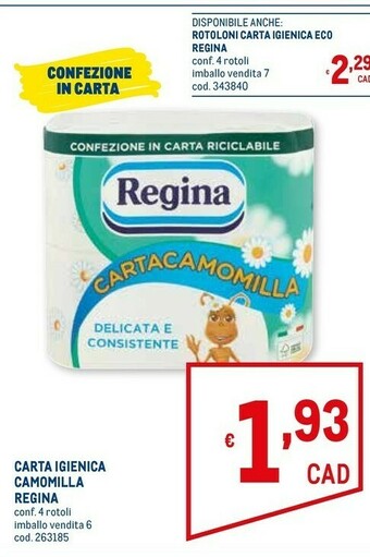Metro Regina Carta igienica offerta