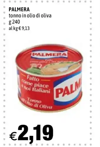 Hurrà Palmera tonno in olio di oliva 240g offerta