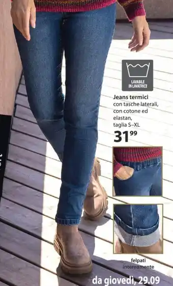 NKD Jeans termici con tasche laterali, con cotone ed elastan, taglia S-XL offerta