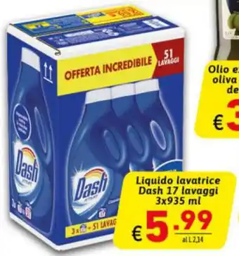 Ipercarni Liquido lavatrice Dash 17 lavaggi 3x935 ml offerta