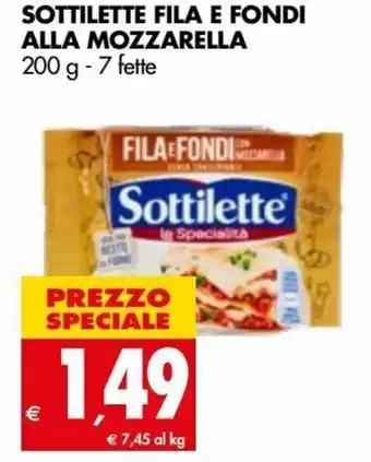 Tigros Sottilette Fila E Fondi Alla Mozzarella 200 g - 7 Fette offerta