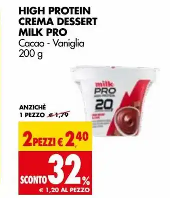 Tigros Milk Pro High Protein Crema Dessert Cacao - Vaniglia 200 g offerta