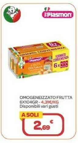 Bimbo Store Plasmon Omogeneizzato Frutta offerta