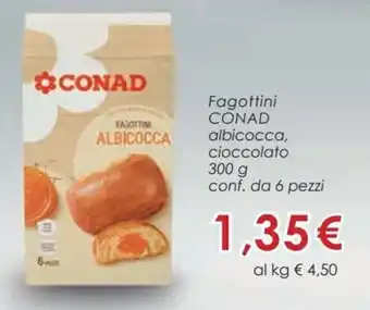 Conad Conad Fagottini albicocca, cioccolato 300 g conf. da 6 pezzi offerta