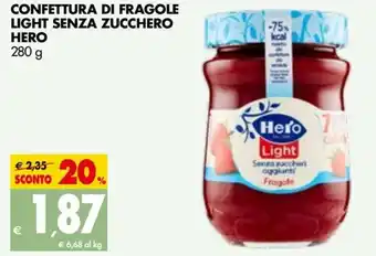 Tigros Hero Confettura di Fragole Light Senza Zucchero 280 g offerta