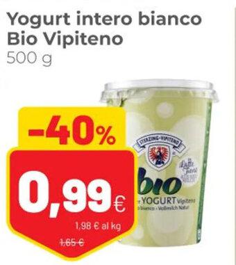 Coop Vipiteno Yogurt intero bianco Bio 500 g offerta