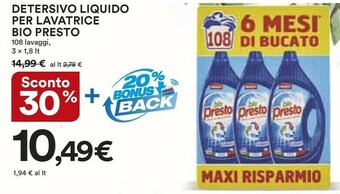 Coop Presto Detersivo lavatrice offerta