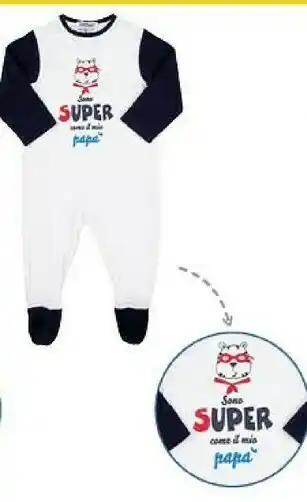 Bimbo Store Tutina In Caldo Cotone Aperta Davanti Stampa "Sono Super Come Il Mio Papa" offerta