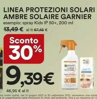 Coop Garnier Crema solare offerta