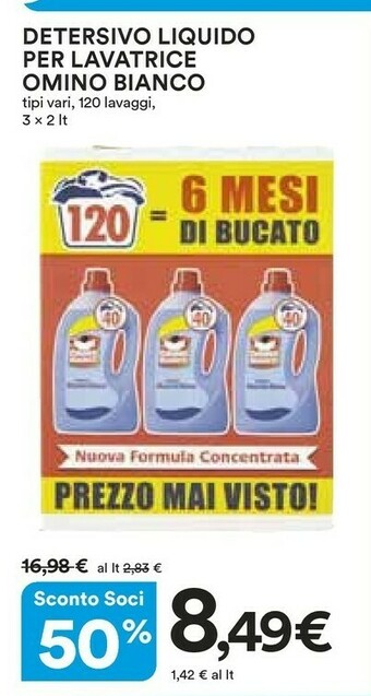 Coop Omino Bianco Detersivo lavatrice offerta