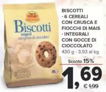 Todis Biscotti 6 Cereali Con Crusca E Fiocchi di Mais, Integrali Con Gocce di Cioccolato 430 g offerta