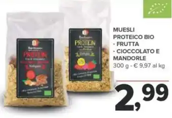 Todis Muesli Proteico Bio Frutta, Cioccolato E Mandorle 300 g offerta