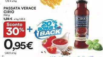 Coop Cirio La Verace Passata 700 G(ml) offerta