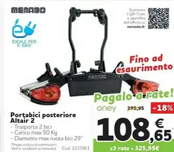 Norauto Portabici Posteriore Altair 2 offerta