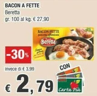 Beretta Fratelli Beretta - Bacon Fette Pancetta Affumicata 100 G(ml)