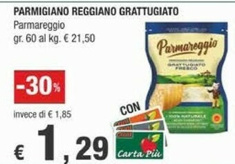 Crai Parmareggio Parmigiano Reggiano 30 Mesi Grattugiato 60 G(ml) offerta