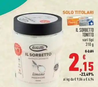 Conad Tonitto Sorbetto offerta