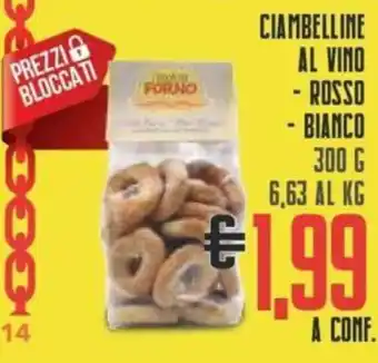 Todis Ciambelline Al Vino Rosso, Bianco 300 g offerta