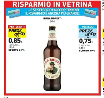 Coop Fontana Birra Moretti offerta