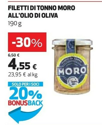 Coop Moro Filetti Di Tonno All'Olio Di Oliva 190 G(ml) offerta