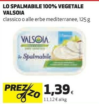 Coop Valsoia Lo Spalmabile Alle Erbe Mediterranee 125 G(ml) offerta
