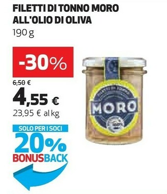 Coop Moro Filetti Di Tonno All'Olio Di Oliva 190 G(ml) offerta