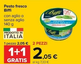 Carrefour Biffi Pesto Senza Aglio Con Basilico Genovese DOP 140 G(ml) offerta
