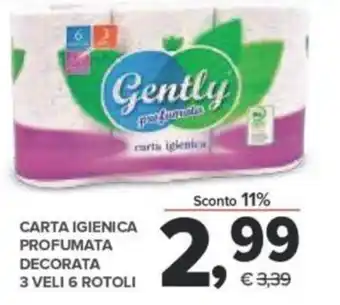 Todis Gently Profumata Decorata Carta Igienica 3 Veli 6 Rotoli offerta