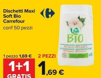 Carrefour Carrefour Dischetti Maxi Soft Bio 50 Pezzi offerta
