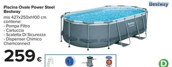 Carrefour Bestway Power Steel 56448 Piscina Fuori Terra Piscina Con Bordi Piscina Ovale 10949 L Blu, Grigio offerta