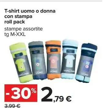 Carrefour T-shirt Uomo/ Donna Con Stampa Roll Pack offerta
