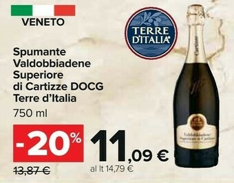 Carrefour Terre d'Italia Spumante Valdobbiadene Superiore Di Cartizze Docg 750 Ml offerta