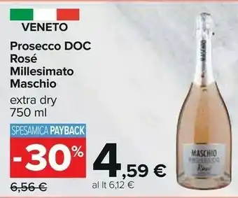 Carrefour Cantine maschio Prosecco Doc Rosé Millesimato Extra Dry 750 Ml offerta