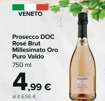 Carrefour Valdo Prosecco Doc Rosé Brut Millesimato Oro Puro 750 Ml offerta