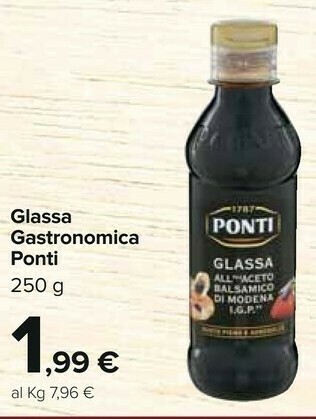 Carrefour Ponti Glassa Gastronomica All'Aceto Balsamico Di Modena IGP 250 G(ml) offerta