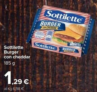 Carrefour Mondelez Sottilette Le Originali Burger Con Cheddar 185 G(ml) offerta