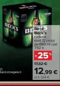 Carrefour Becks Birra 660 Ml offerta