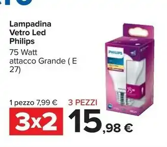 Carrefour Philips Lampadina Vetro Led 75 Watt offerta