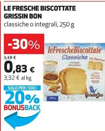 Coop Grissin bon Le Fresche Biscottate Gusto Classico 250 G(ml) offerta