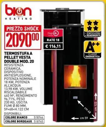 Ottimax bion Heating Termostufa A Pellet Vesta Double Mod. 20 offerta