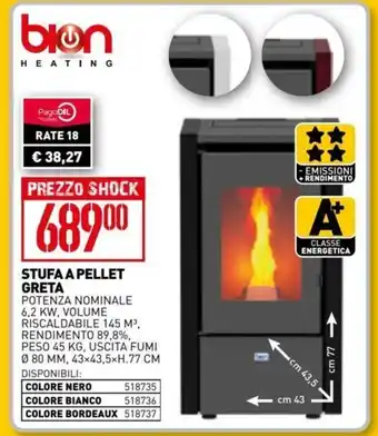 Ottimax bion Heating Stufa A Pellet Greta offerta
