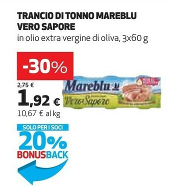 Coop Mareblu Trancio Di Tonno Vero Sapore In Olio Extra Vergine Di Oliva offerta