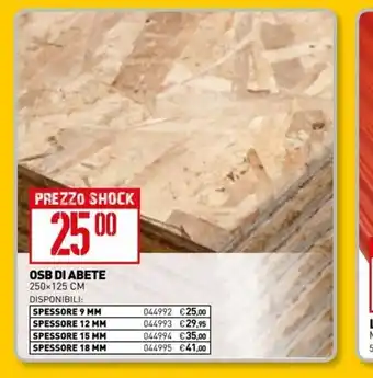 OSB Di Abete 250 x 125 cm