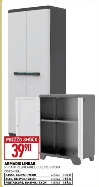 Armadio Linear Ripiani Regolabili Colore Grigio