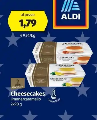 ALDI Chef dessert cheesecake limone / caramello 2 x 90 g offerta