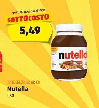 ALDI Ferrero nutella 1 kg offerta
