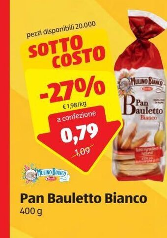 ALDI Mulino bianco pan bauletto bianco 400 g offerta