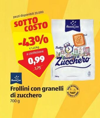 ALDI Buon ora frollini con granelli di zucchero 700 g offerta